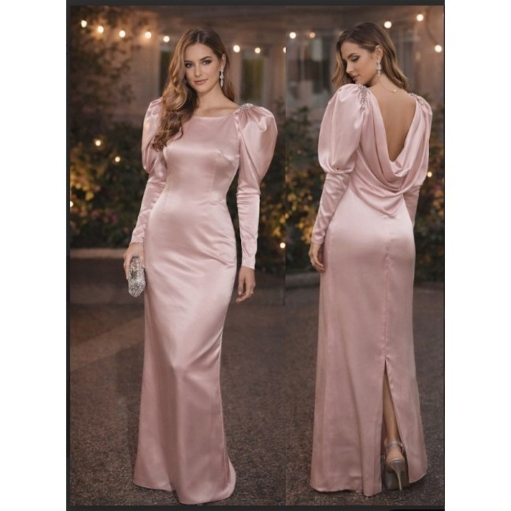 VTG 80s Sz 6 Pink Satin Maxi Dress Prom/Formal Fairy Core Coquette Romantic Glam